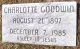 Headstone of Charlotte GOODWIN (1897-1985).